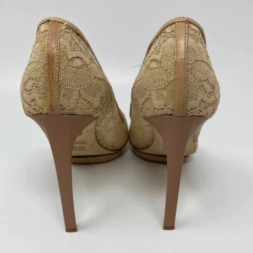 Diane Von Furstenberg Size 8.5M Madrid Sheer Lace Pointed Toe Platform Pump Heel